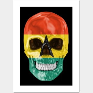 Ghana Flag Skull - Gift for Ghanaian With Roots From Ghana Posters and Art